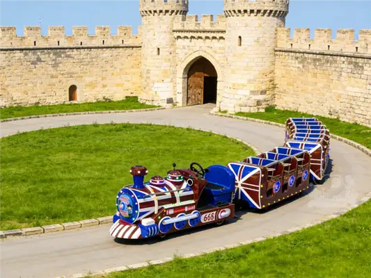 Blue and Gold Retro Train