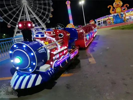 Blue and Gold Retro Train