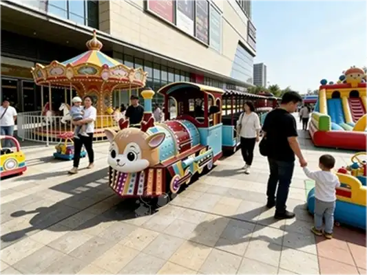 Deer themed trackless train