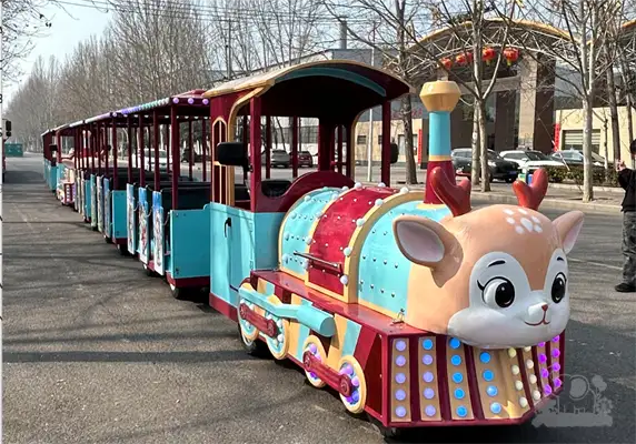Deer themed trackless train